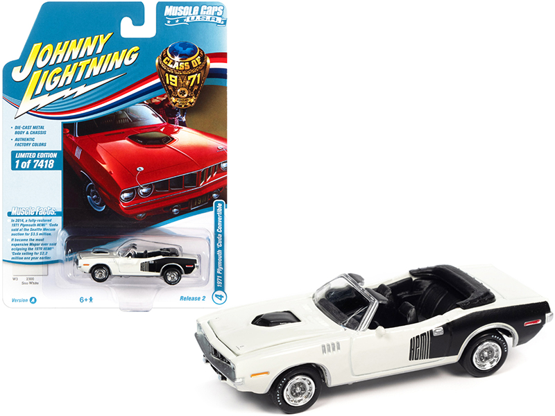 1971 Plymouth Barracuda Tahitian Walnut Metallic and White with White Vinyl Top Limited Edition to 258 pieces Worldwide 1/18 Diecast Model Car by ACME