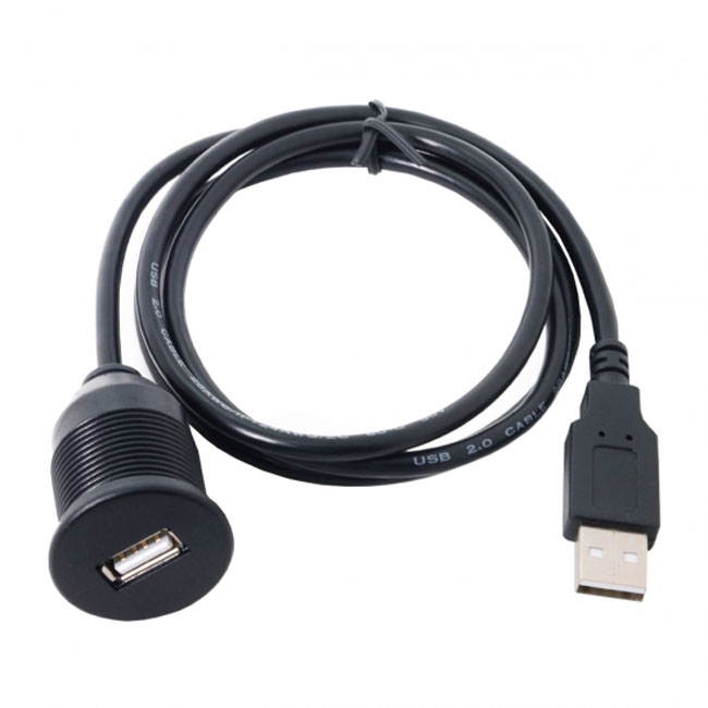 Cablecc 1m Waterproof Single USB 2.0 Extension AUX Flush Mount Car Mount Extension Cable for Dashboard Panel