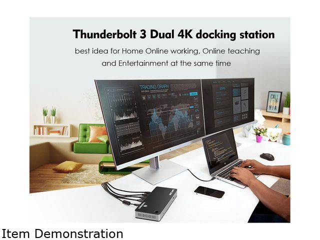 Wavlink Thunderbolt 3 USB-C 8K Docking Station Dual 4K Docking Station 60W Charging Dual DisplayPort 1.4 USB-C 3.1, 2 x USB 3.1, 2 x USB 3.0, Gigabit Ethernet, Audio, for MacBook & Windows Laptops