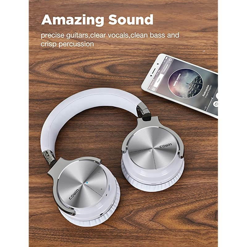 E7 PRO [Upgraded] Active Noise Cancelling Headphones Bluetooth Headphones with Microphone/Deep Bass Wireless Headphones Over Ear, 30 Hours Playtime for Travel/Work, White