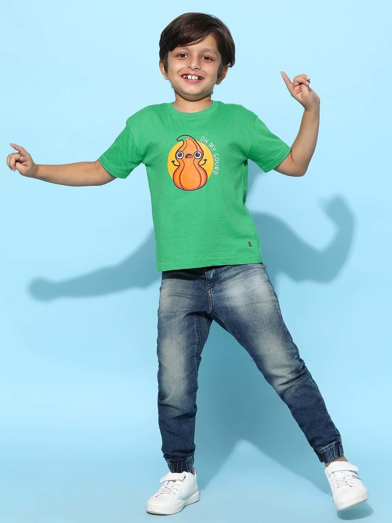 Tales & Stories Kids Green Cotton Printed T-Shirt