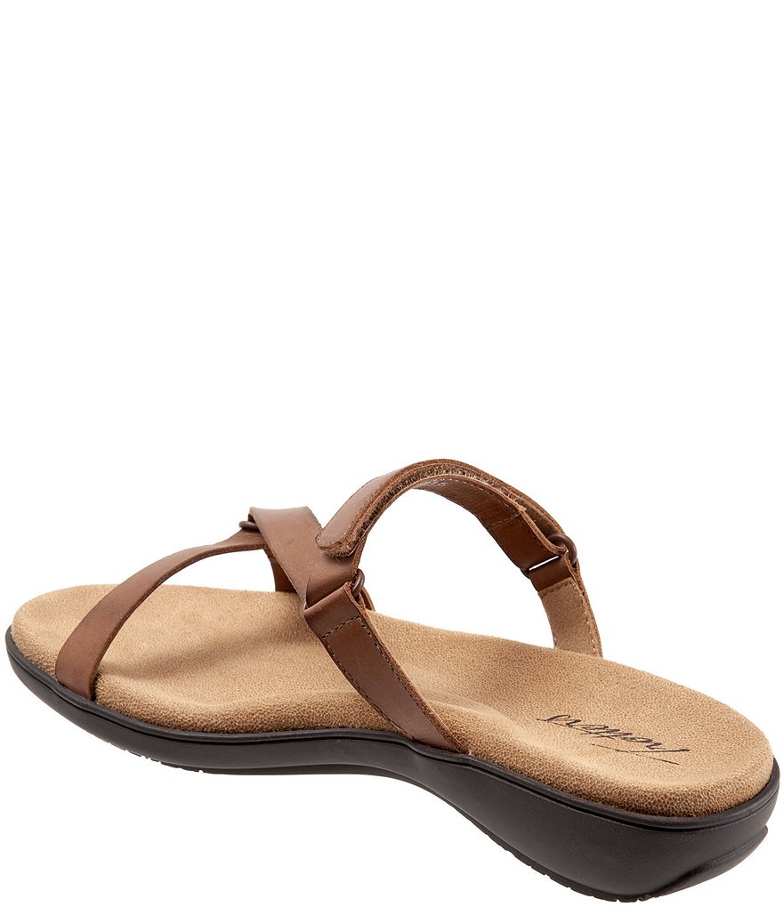 Trotters Raja Leather Adjustable Hook and Loop Slide Footbed Sandals