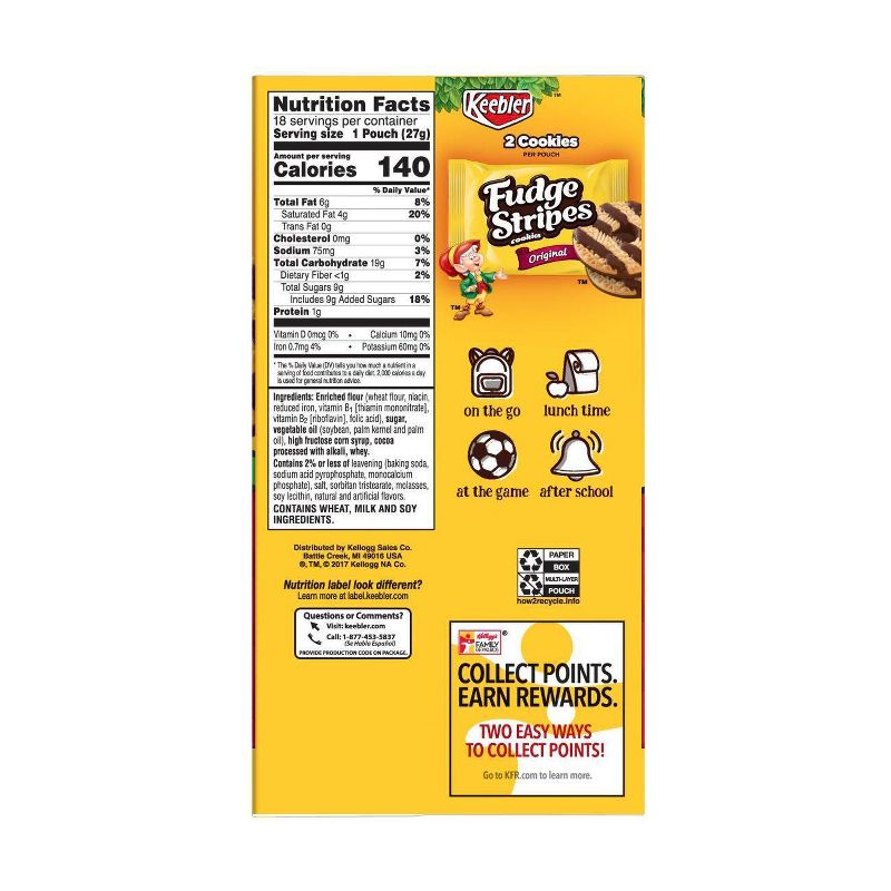 Keebler Fudge Stripes Original Just Grab n' Go Cookies - 18ct