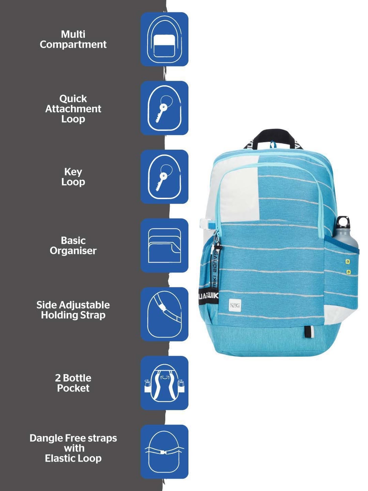 Wiki 40 Ltrs Blue Medium Backpack