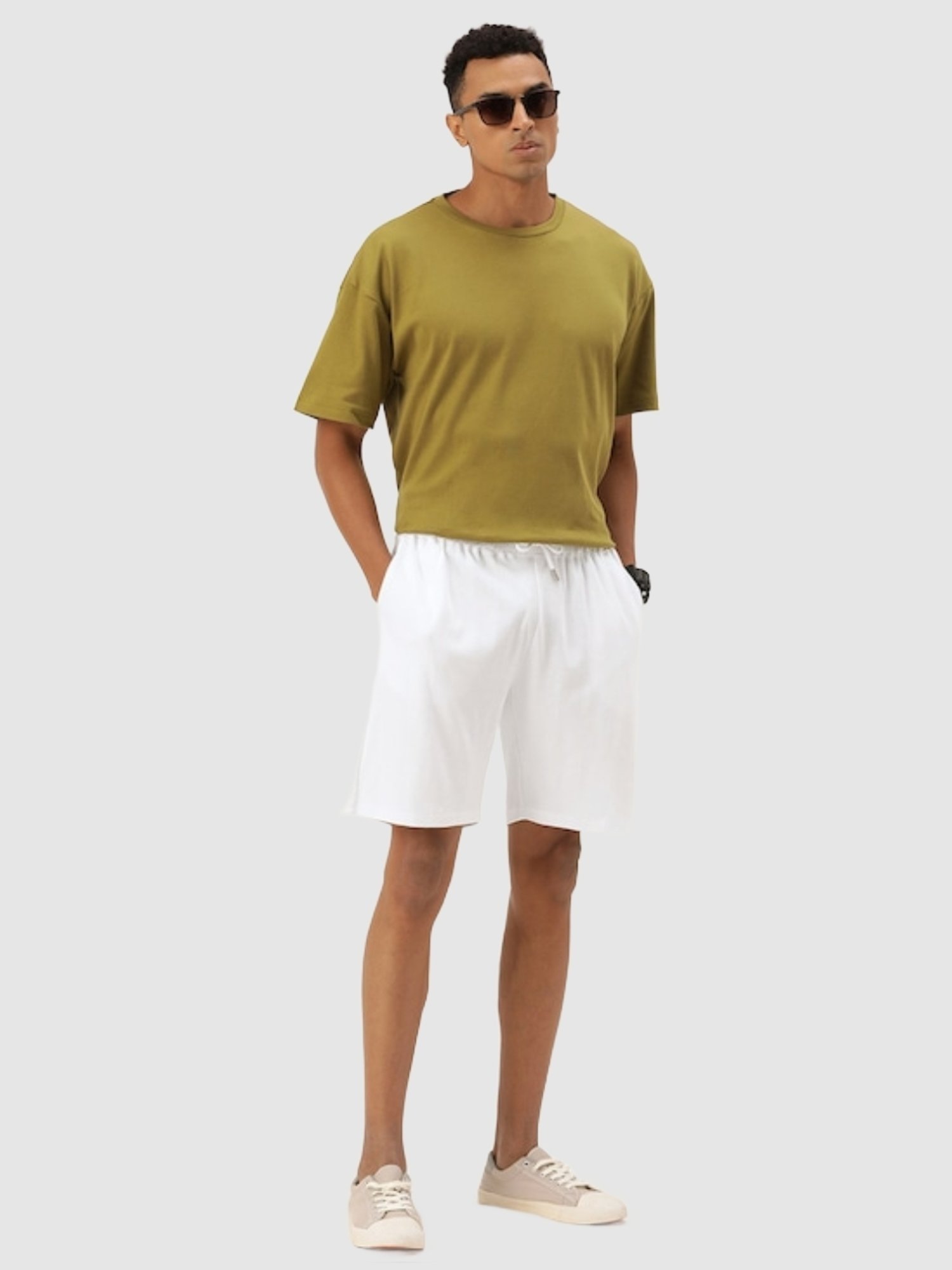 Bene Kleed White Cotton Loose Fit Shorts