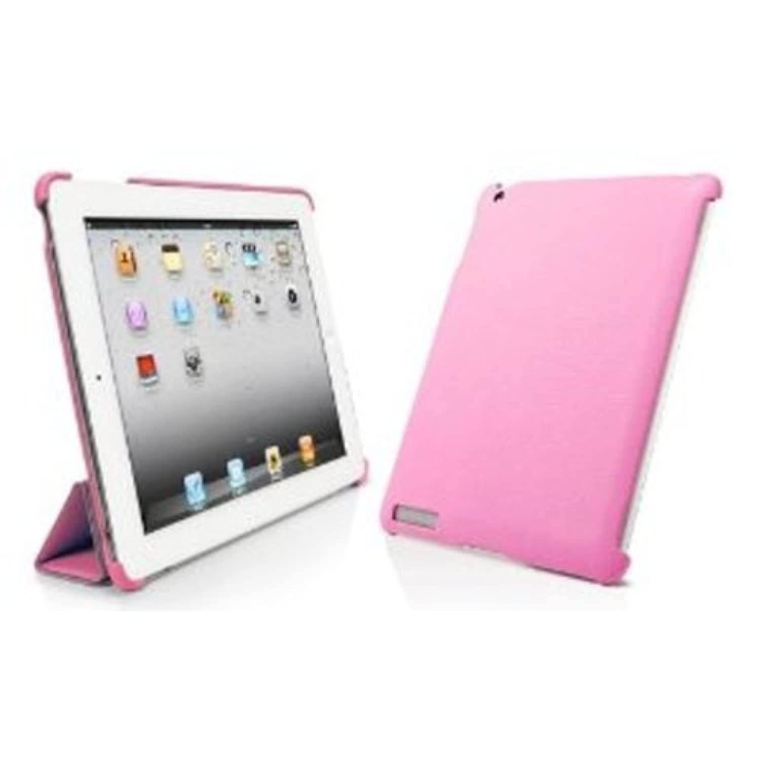 Bear Motion Leather Back Cover (Smart Cover compatible) for iPad 2 - Pink (SCLLP)