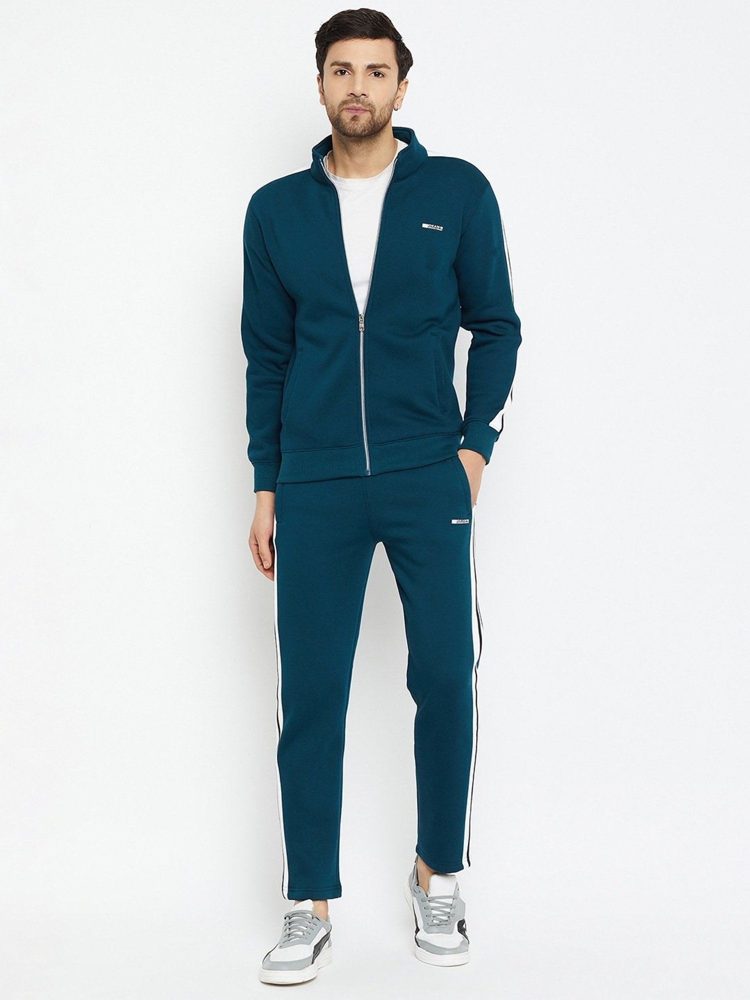 Okane Teal Regular Fit Colour Block Tracksuit
