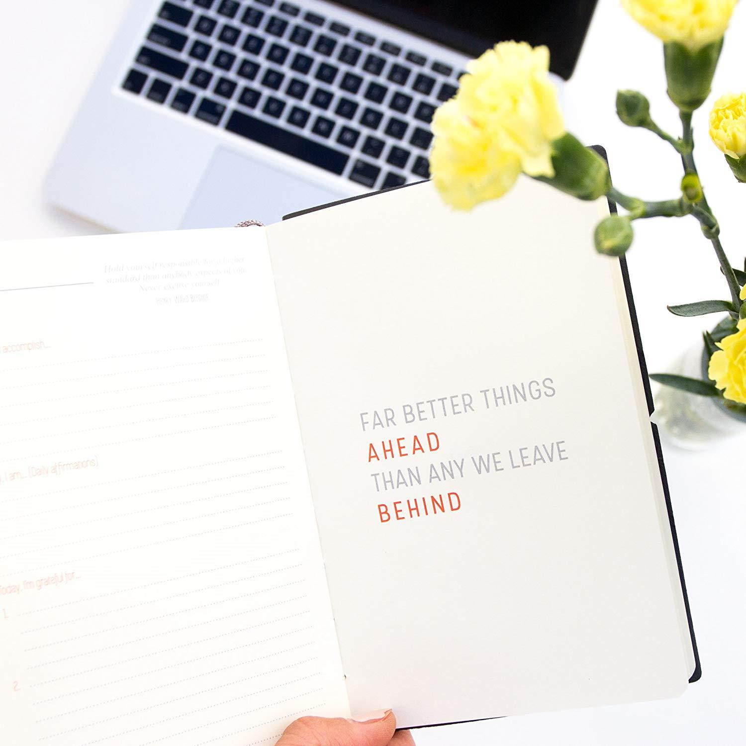 GRATEFUL MOMENT JOURNAL - Best Daily & Monthly 2018 Planner Full of Inspirational Quotes - Boost Productivity, Self Awareness and Gratitude - Undated Compact Portable Organizer (Black ~ 4.5 x 7)