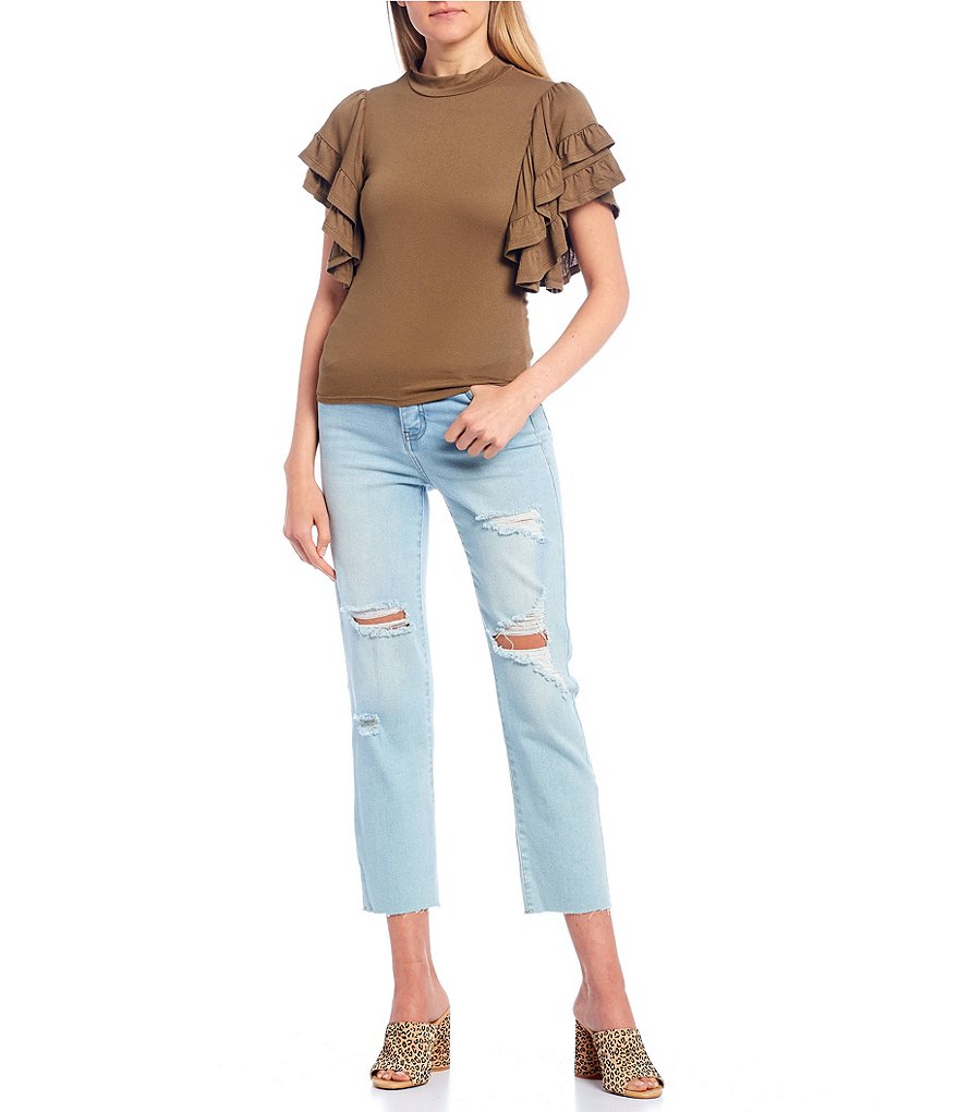 Double Zero Tiered Flutter Sleeve Top