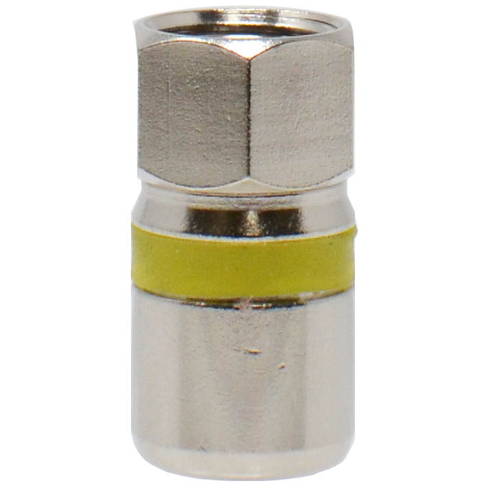 RG6 Quad Shield Coaxial to Self Lock F-Type Compression Connector Yellow (50/pk)