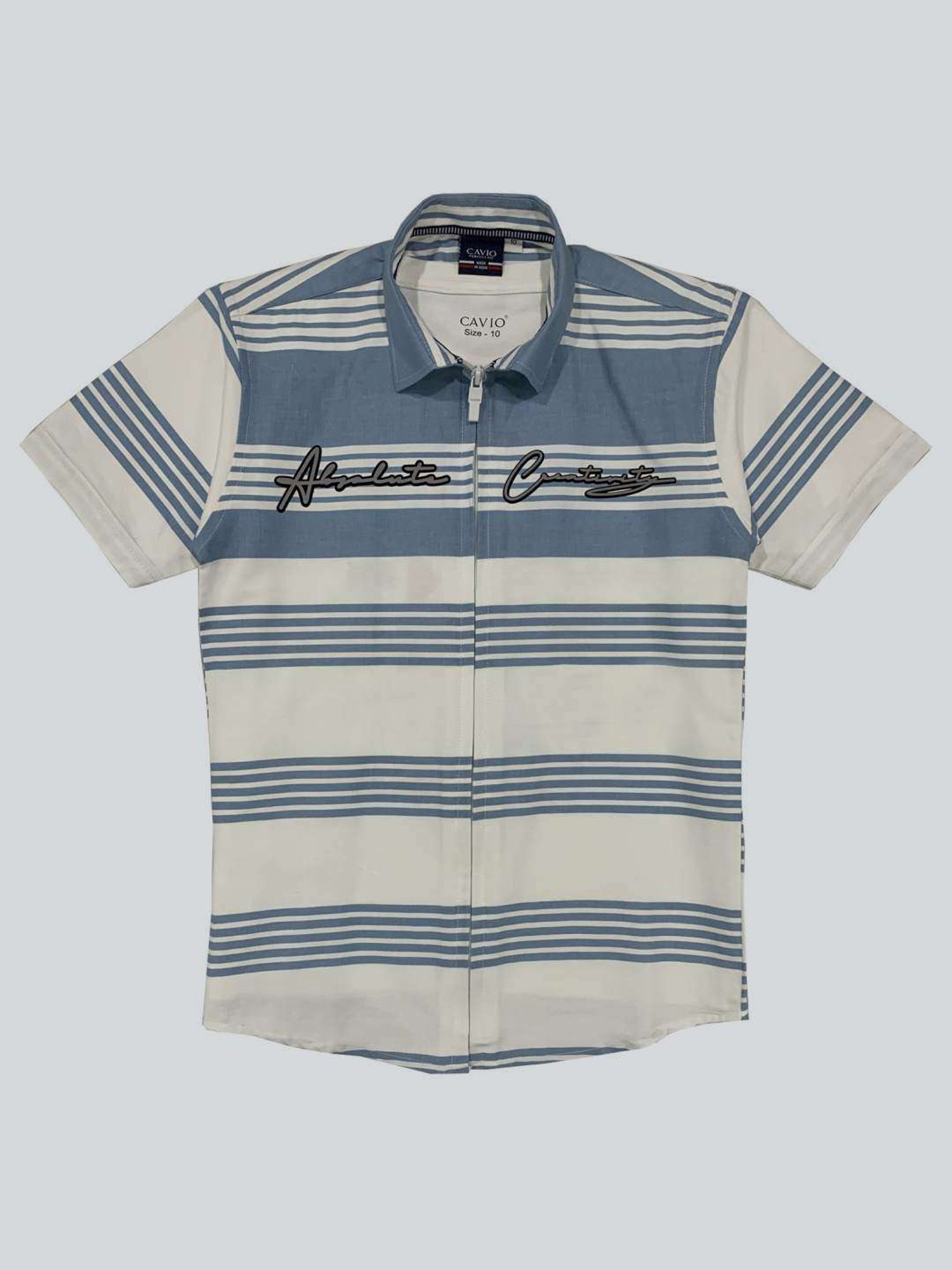 Cavio Kids Blue & White Cotton Striped Shirt Set