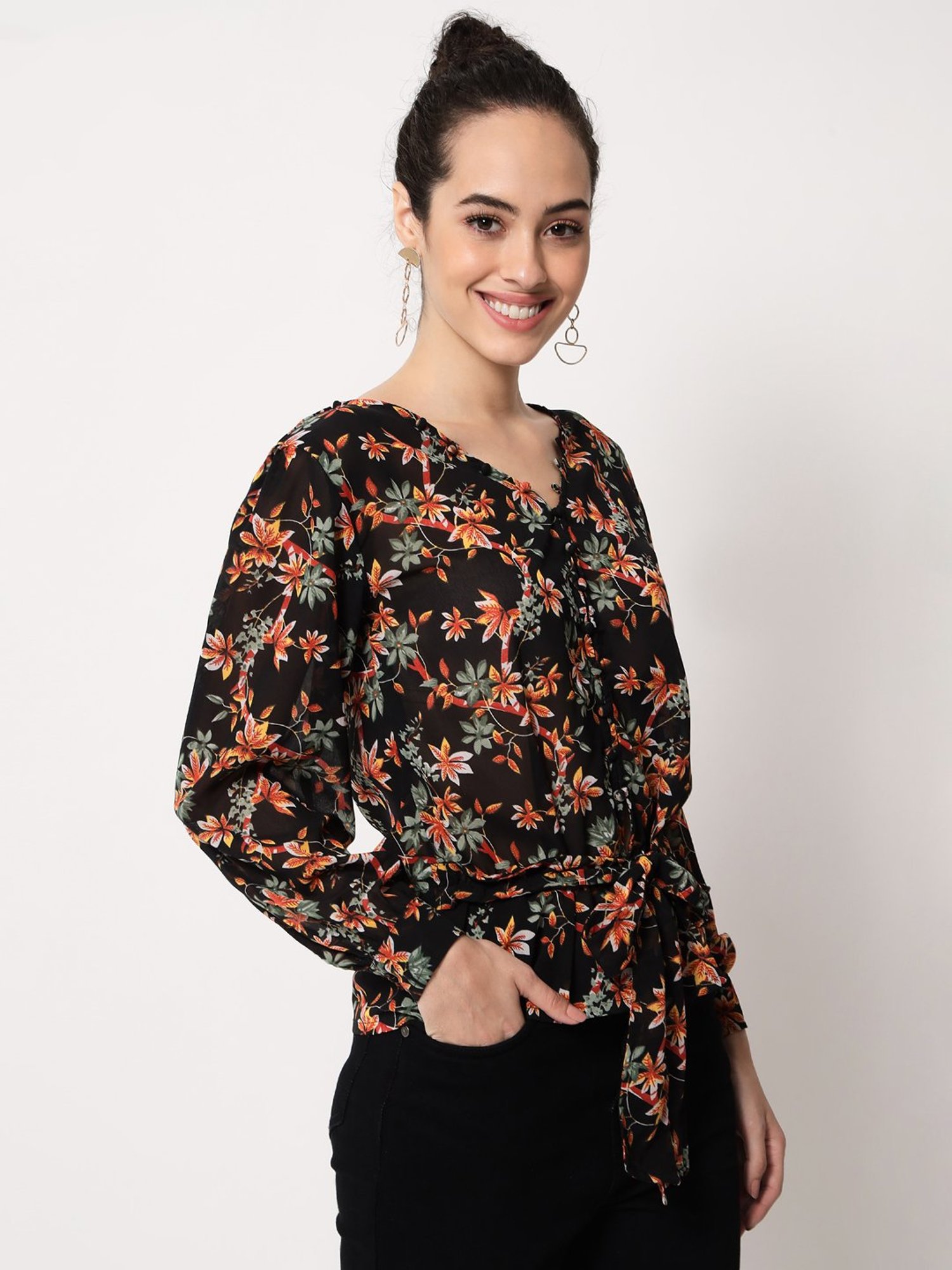 Trend Arrest Black Floral Print Shirt