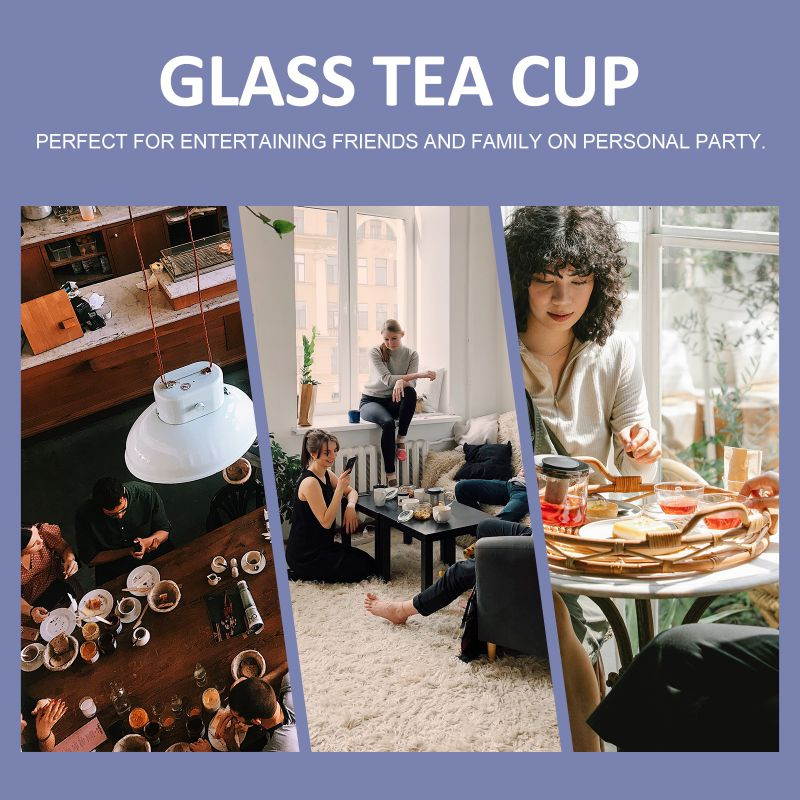 6pcs Unique Heat-resisting Stylish Pumpkin Stripe Mugs Glass Tea Cups Tea Mugs for Home