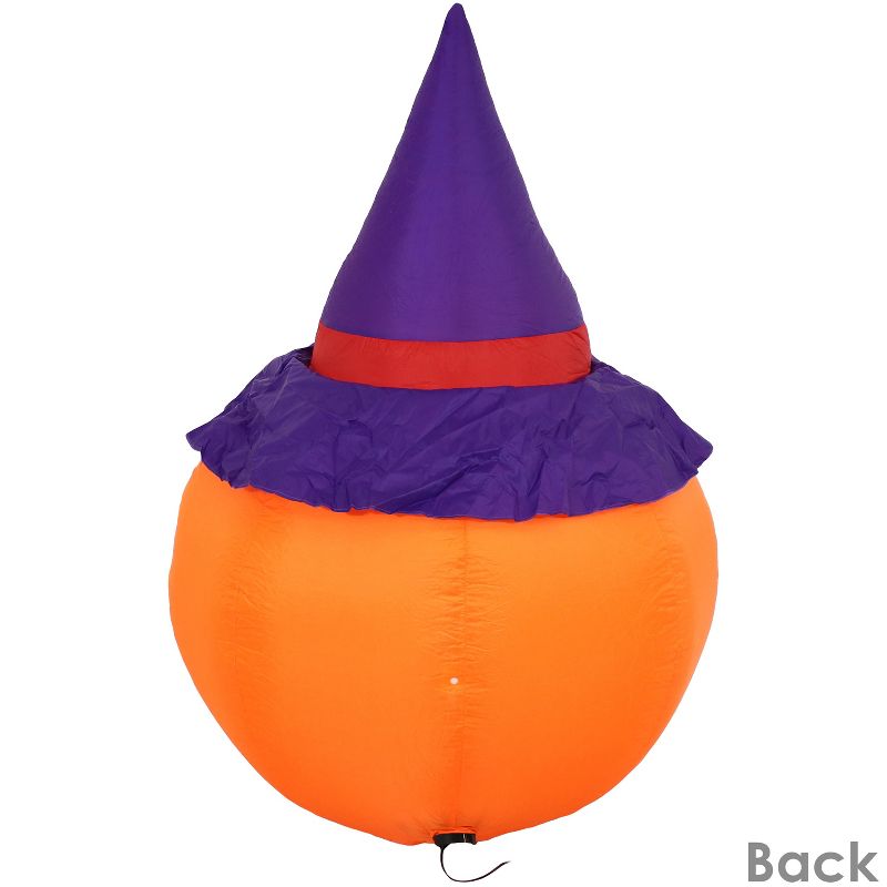 Sunnydaze 4 Foot Self Inflatable Blow Up Jack-O' Lantern with Witch Hat Outdoor Holiday Halloween Lawn Decoration with LED Lights