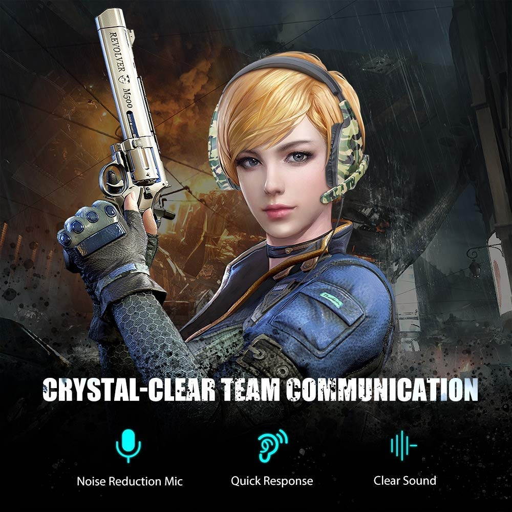 Gaming Headset with Microphone 3.5mm Plug Headphone for PS4 Nintendo Switch Playstation 4 Xbox One Computer Laptop iPad Surface Smartphone - Camouflage