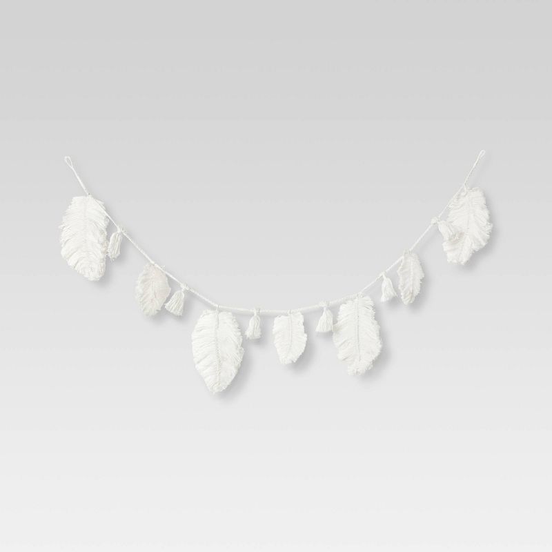 60" Decorative Artificial Feather Garland White - Opalhouse™