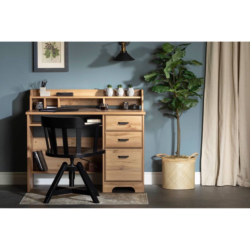 Versa Computer Desk with Hutch Nordik Oak - South Shore