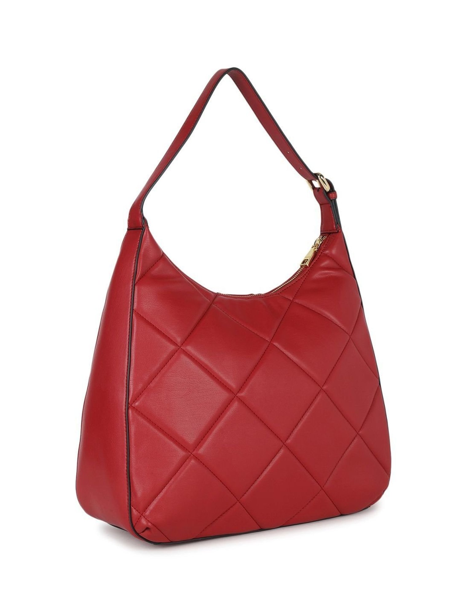 Pollini Red Quilted Large Hobo Bag