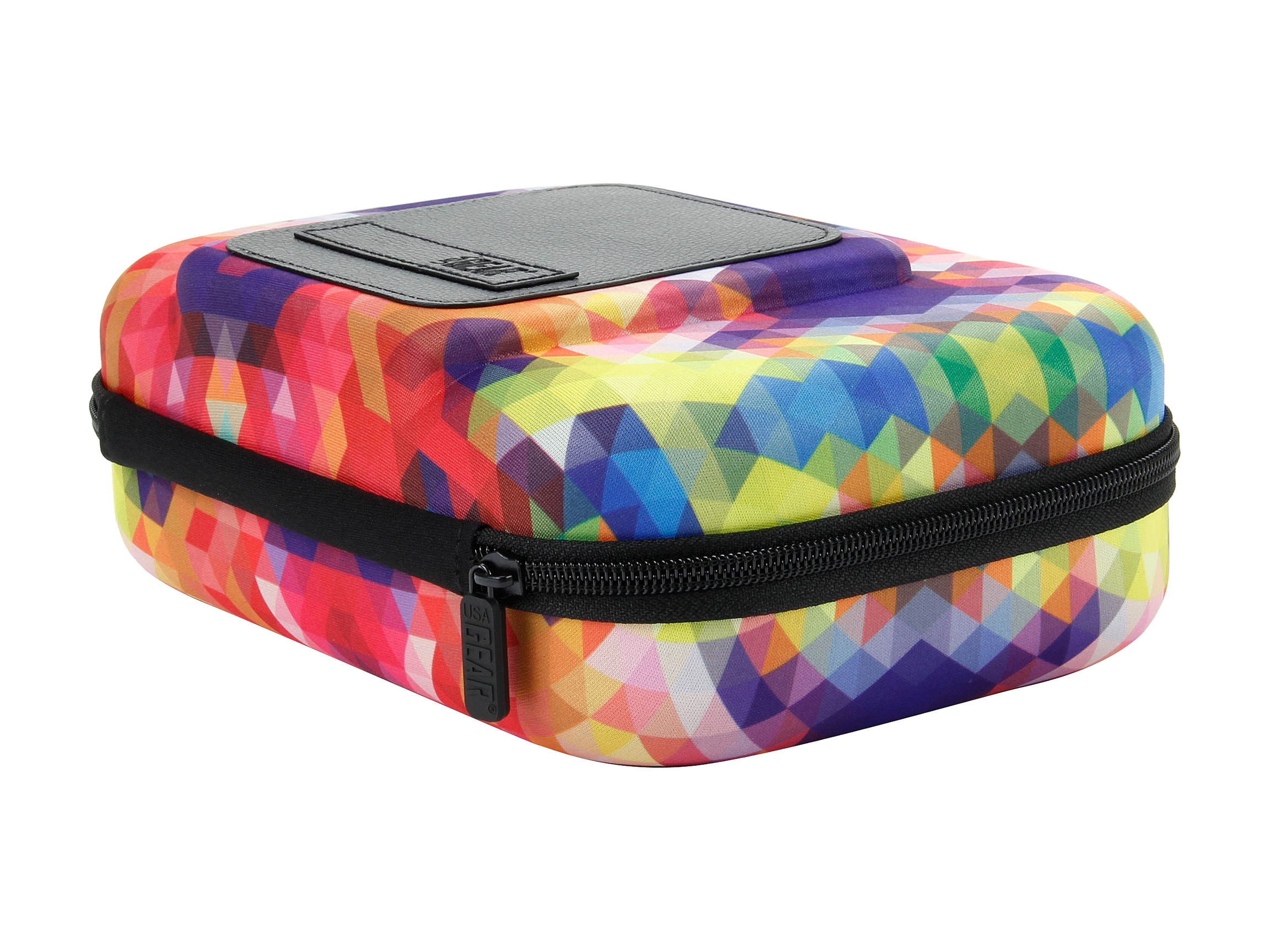 Hard Shell GPS Carrying Case with Wrist-Strap to fit most size GPS - 2 mesh pockets, 3 internal accessory storage bags; soft scratch-protective interior lining (Geometric Design)