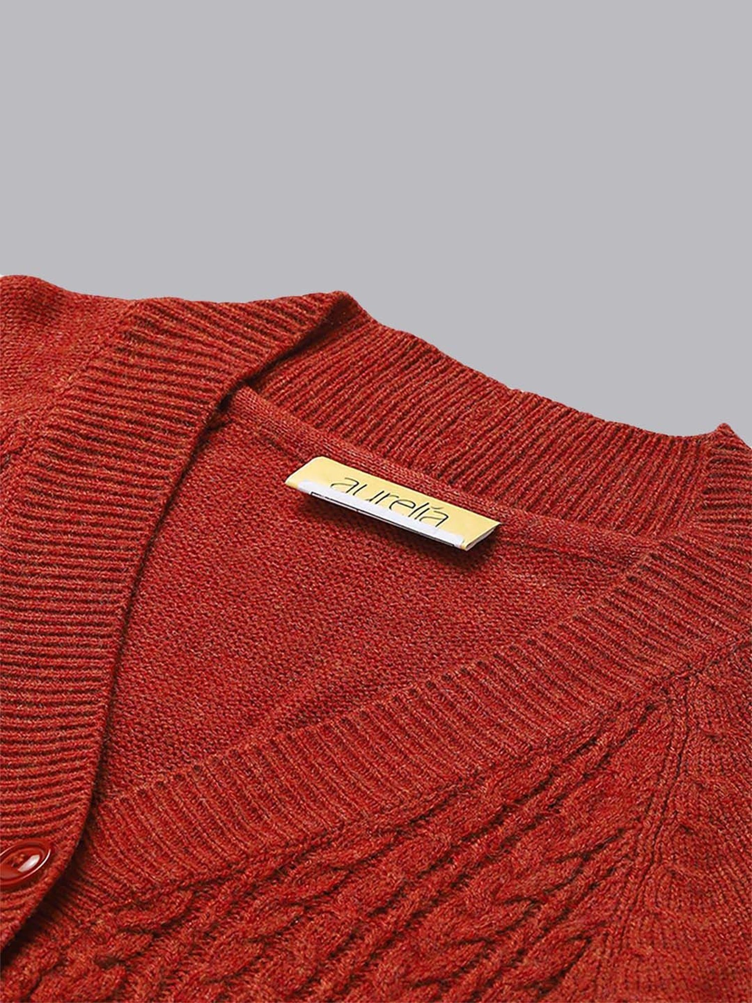 Aurelia Orange Regular Fit Cardigan