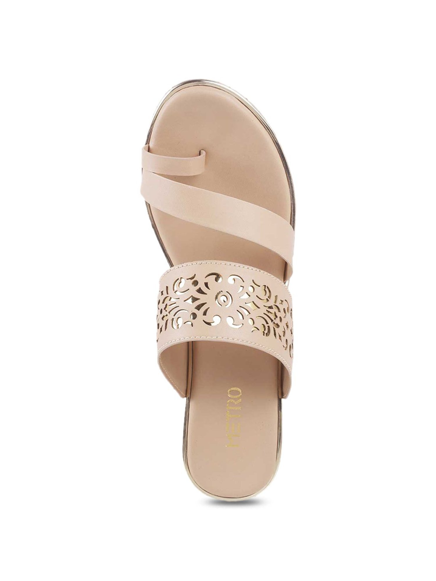 Metro Women's Beige Toe Ring Wedges