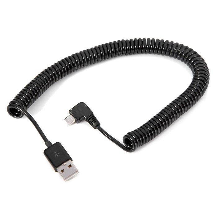 3m Right Angled 90 degree USB 2.0 Micro Male to A Type Male Stretch Data Cable