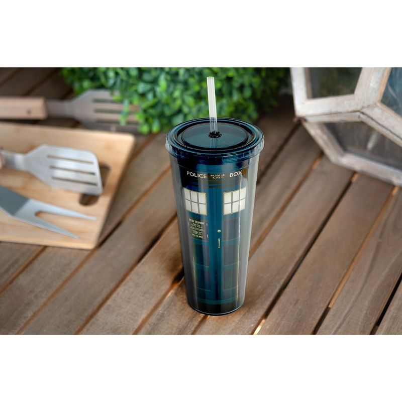 Seven20 Doctor Who TARDIS 22 Oz Acrylic Travel Tumbler With Lid & Straw