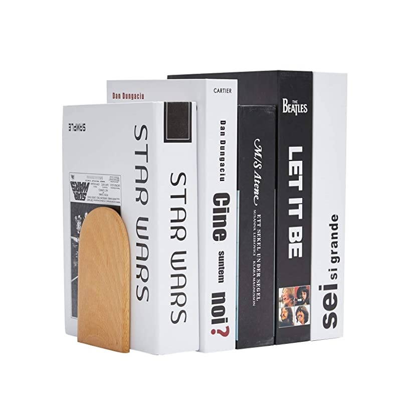 Wooden Bookends,Pack of 1 Pair,Non-Skid,German Beech Office Book Stand (Beech-B)