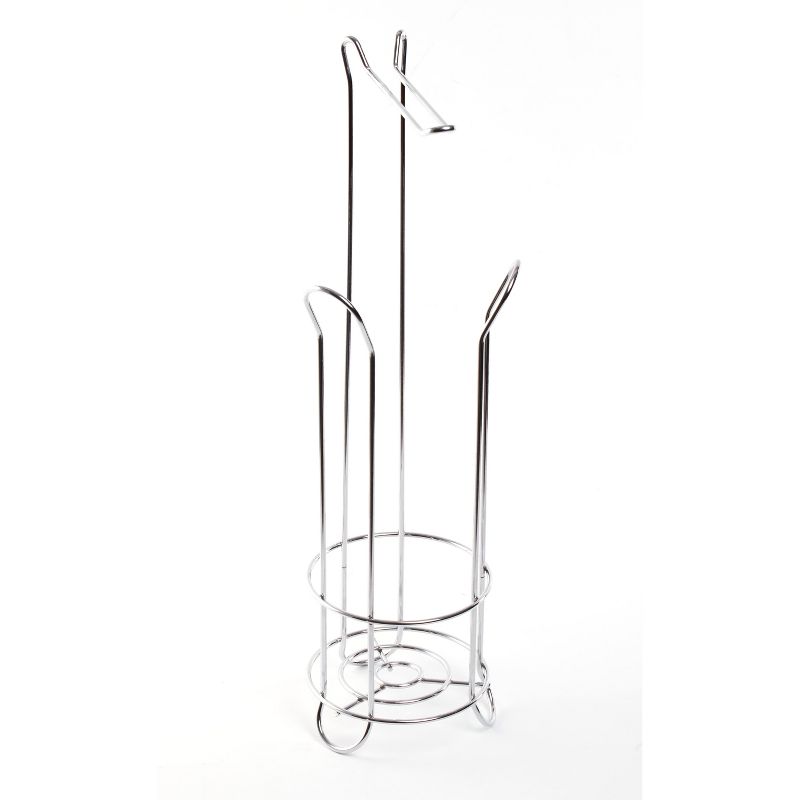 Basicwise Wire Metal Free Standing Toilet Roll Storage Holder with Rod