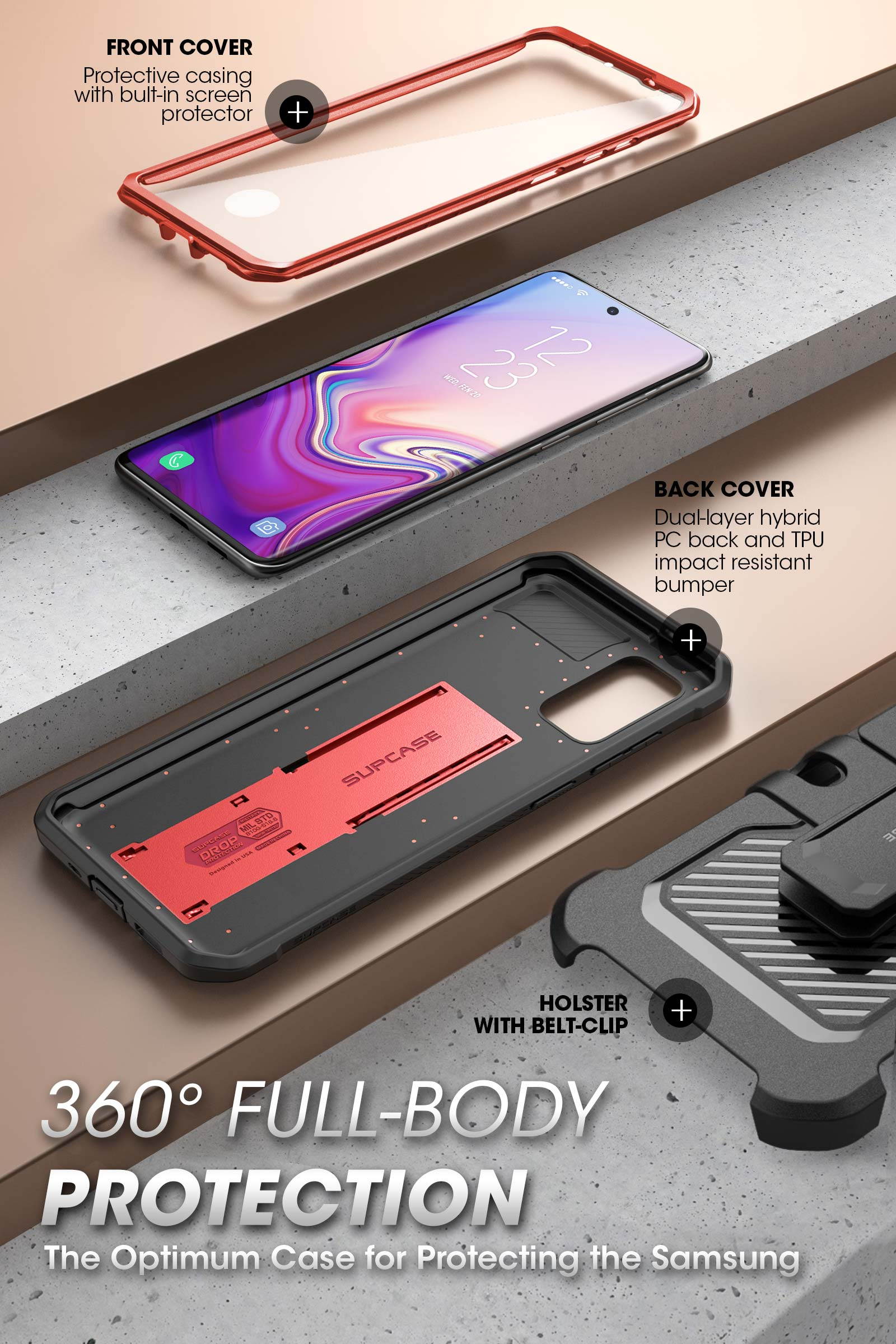 Unicorn Beetle Pro Series Designed for Samsung Galaxy S20 FE 5G Case (2020 Release), Full-Body Dual Layer Rugged Holster & Kickstand Case with Built-in Screen Protector (Black)