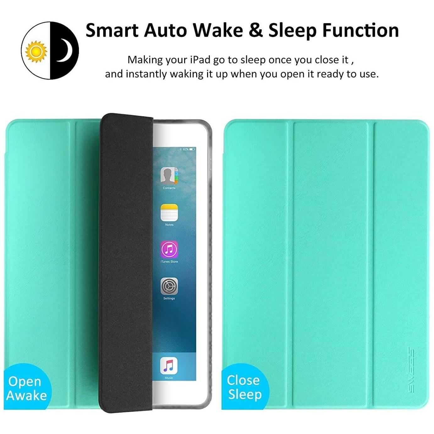 Smart Folio Case with Built-in Apple Pencil Storage for iPad 9.7-inch (2018/2017) - Aquamarine