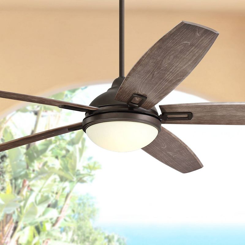 72" Casa Vieja Rustic Outdoor Ceiling Fan with Light LED Remote Control Bronze Frosted Opal Glass Wet Rated for Patio Porch