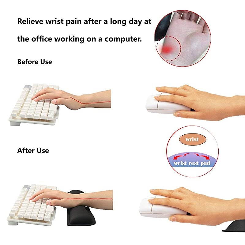 Wrist Rest Pads for Keyboard and Mouse with Memory Foam for Easy Typing and Wrist Pain Relief for Gaming/Office/PC/Mac/Laptop-Lightweight Anti-Skid Wrist Cushion