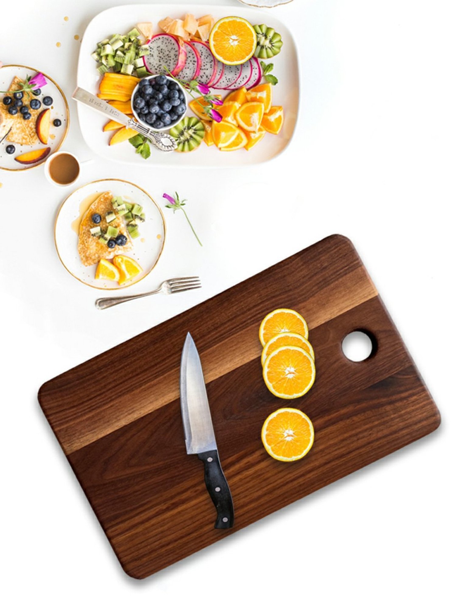ICRAFT Chef Brown Walnut Wood Chopping Board - Set of 1