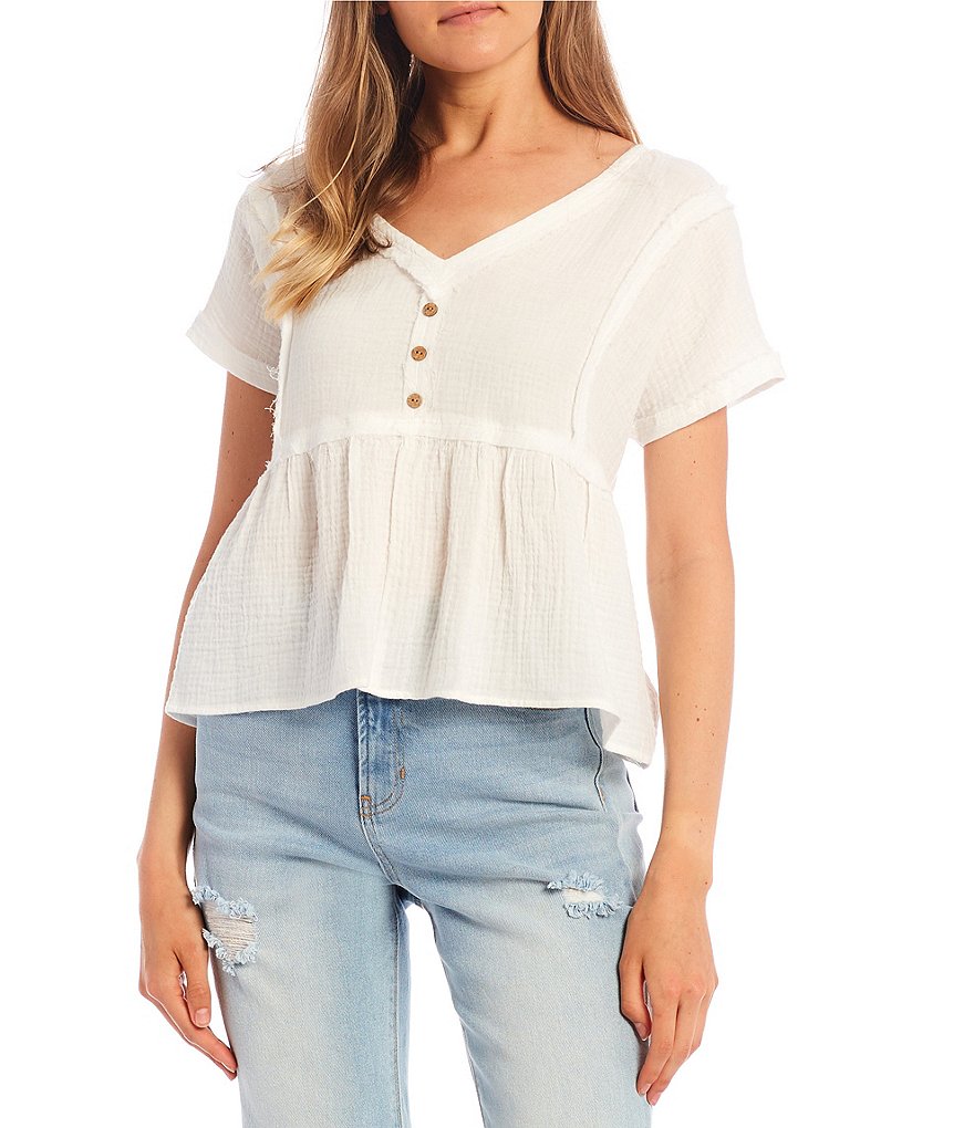 I.N. San Francisco Short-Sleeve Babydoll Top