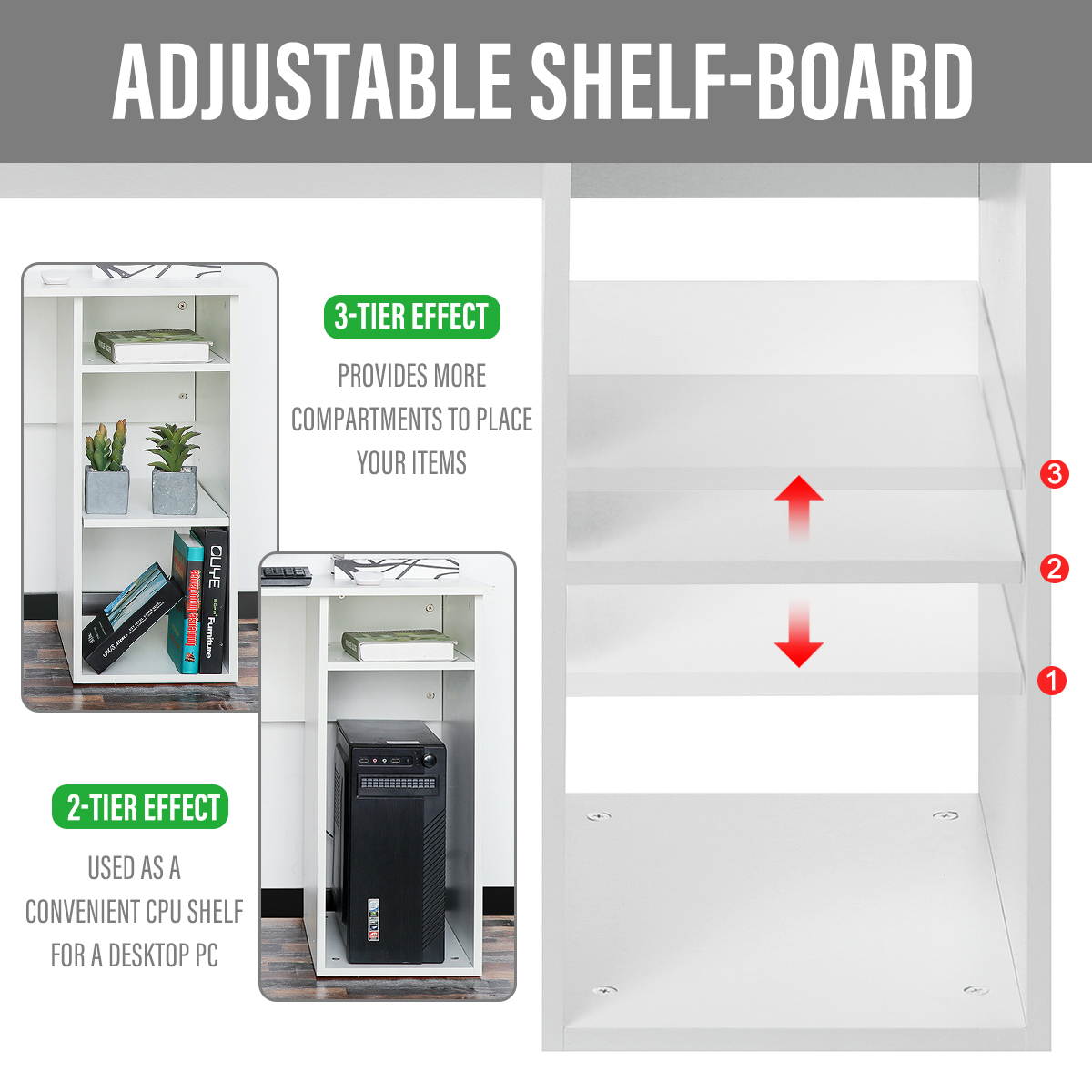 White Home Office Computer Desk Writing Table PC Laptop With Shelves Storage