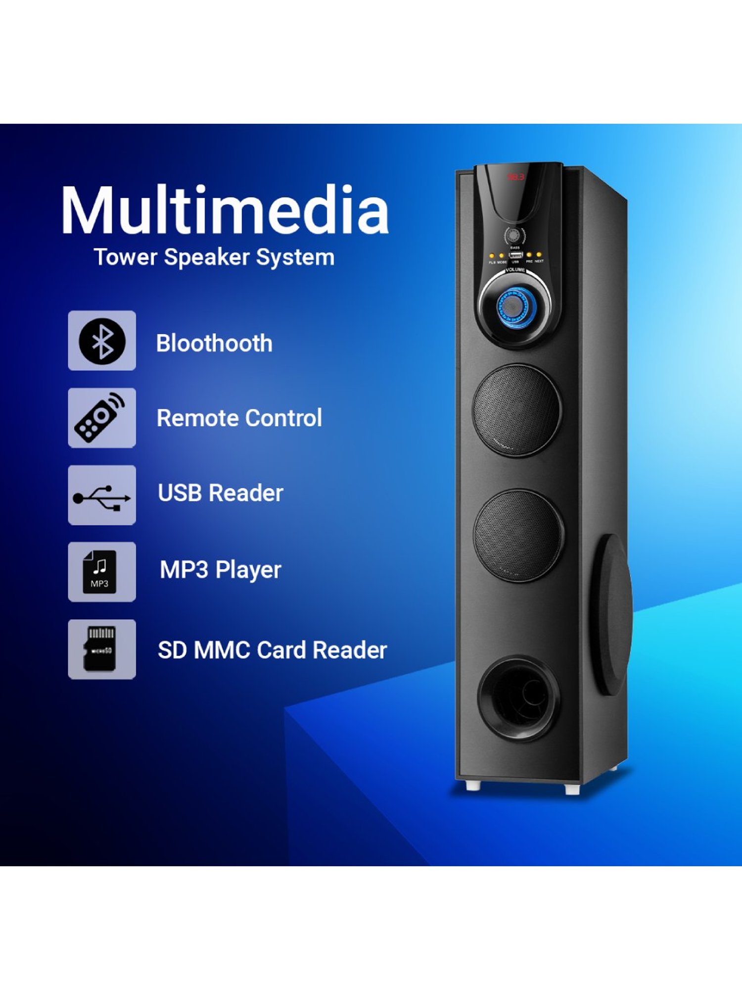 I Kall IK007 Bluetooth Tower Speaker (Black)