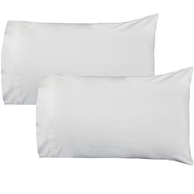 Set of Two White Pillowcases Solid Color Bedding Accessories Microfiber Pillow Covers - Store51 LLC..