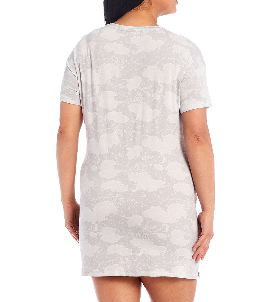 Kate Landry Plus Solid V-Neck Sleeve Midi Lounge Dress