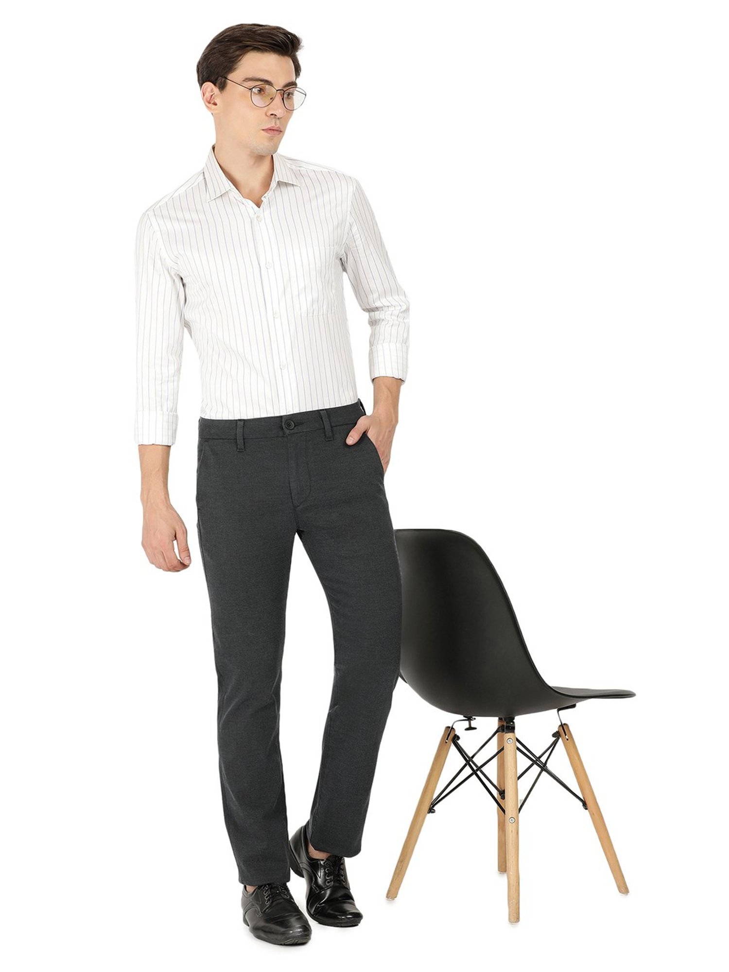 EVERBLUE Stay Grey Midrise Cross Pocket Trousers