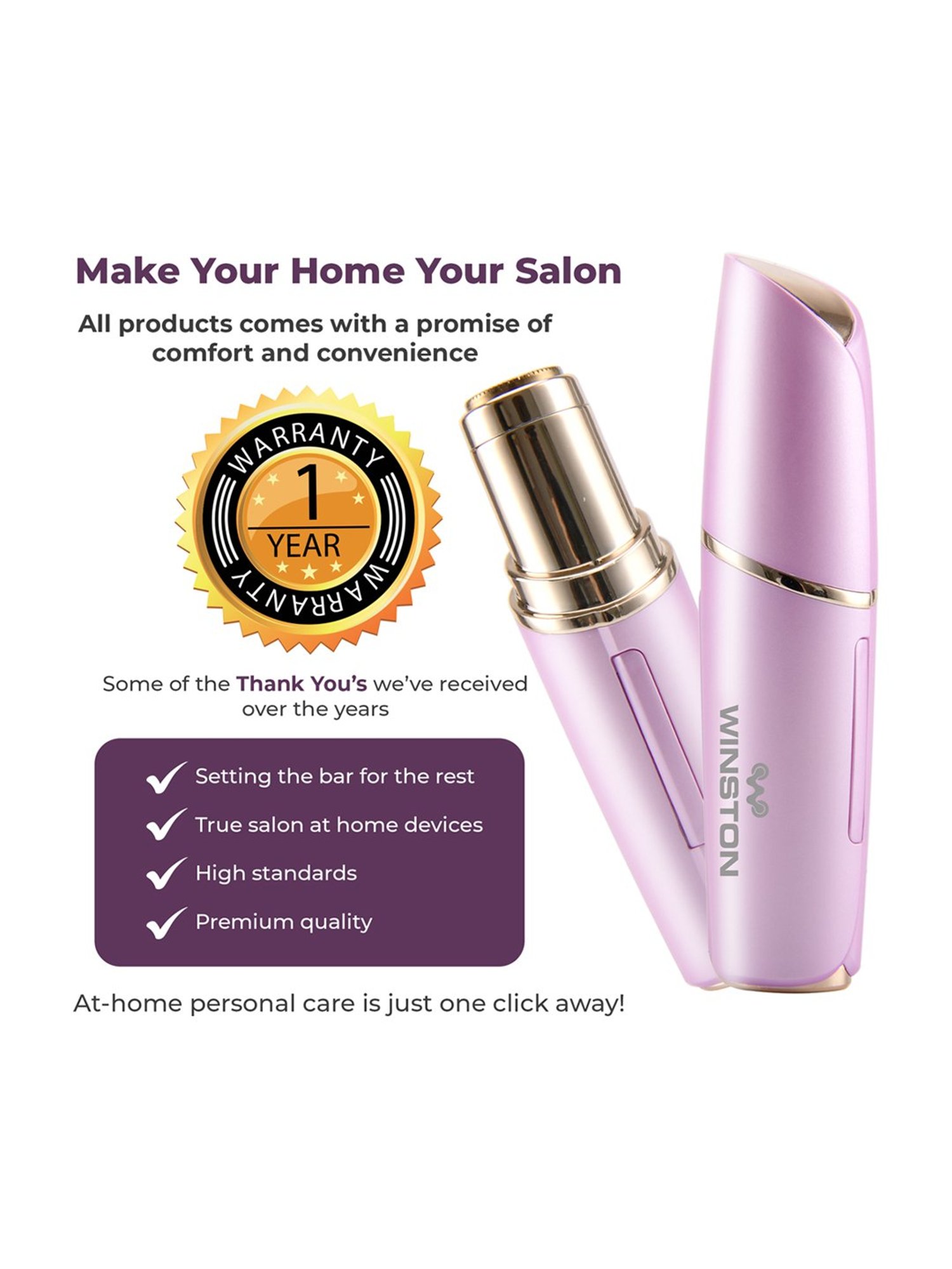 WINSTON Rechargeable Battery Operated Face Trimmer Waterproof Head Cordless Women Face Hair Remover