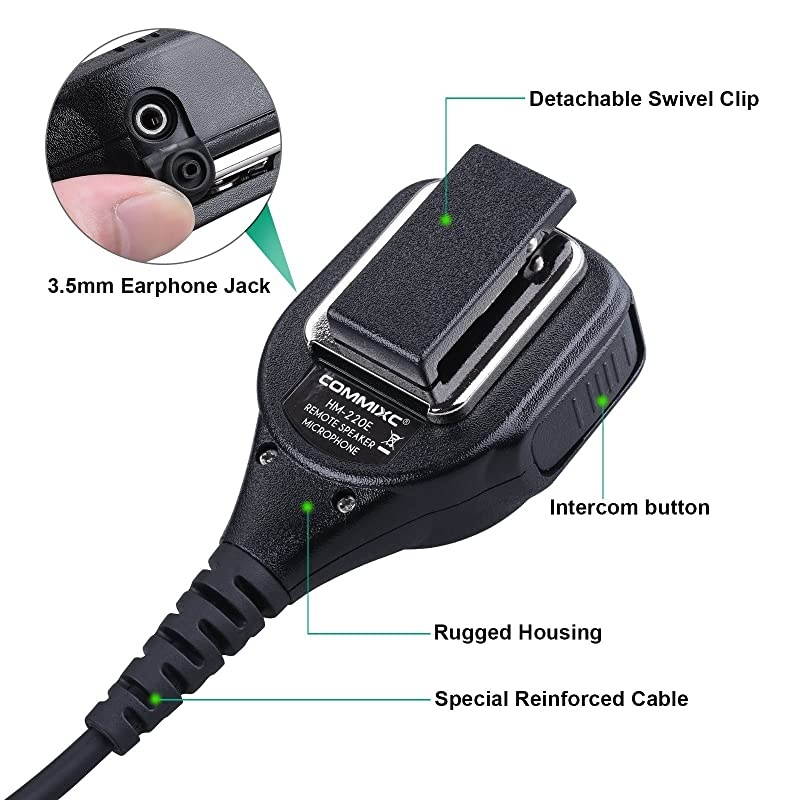 Walkie Talkie Handheld Speaker with PPT Mic Waterproof IP55 Shoulder Microphone with External 35mm Earpiece Jack Compatible with 25mm35mm 2Pin Kenwood Baofeng TwoWay Radios