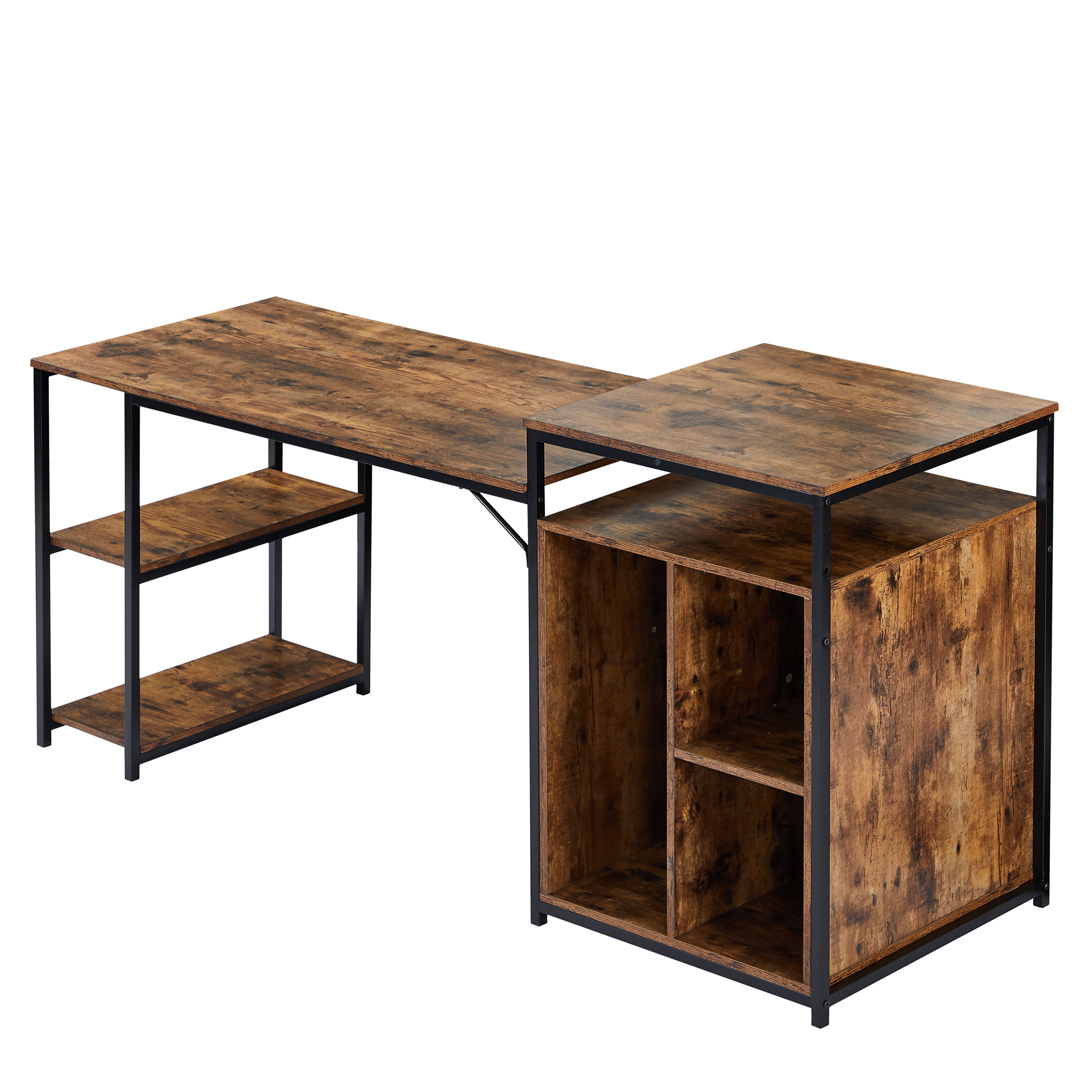 Home Office Computer Desk Writing PC Table Gaming Desk with Storage Shelf CPU storage space and Printer Stand Space Saving Design