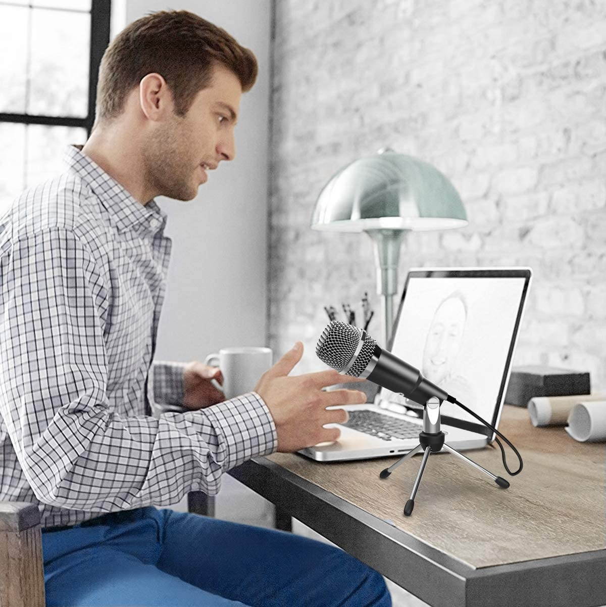 USB Microphone,Fifine Plug &Play Home Studio USB Condenser Microphone for Skype, Recordings for YouTube, Google Voice Search, Games(Windows/Mac)