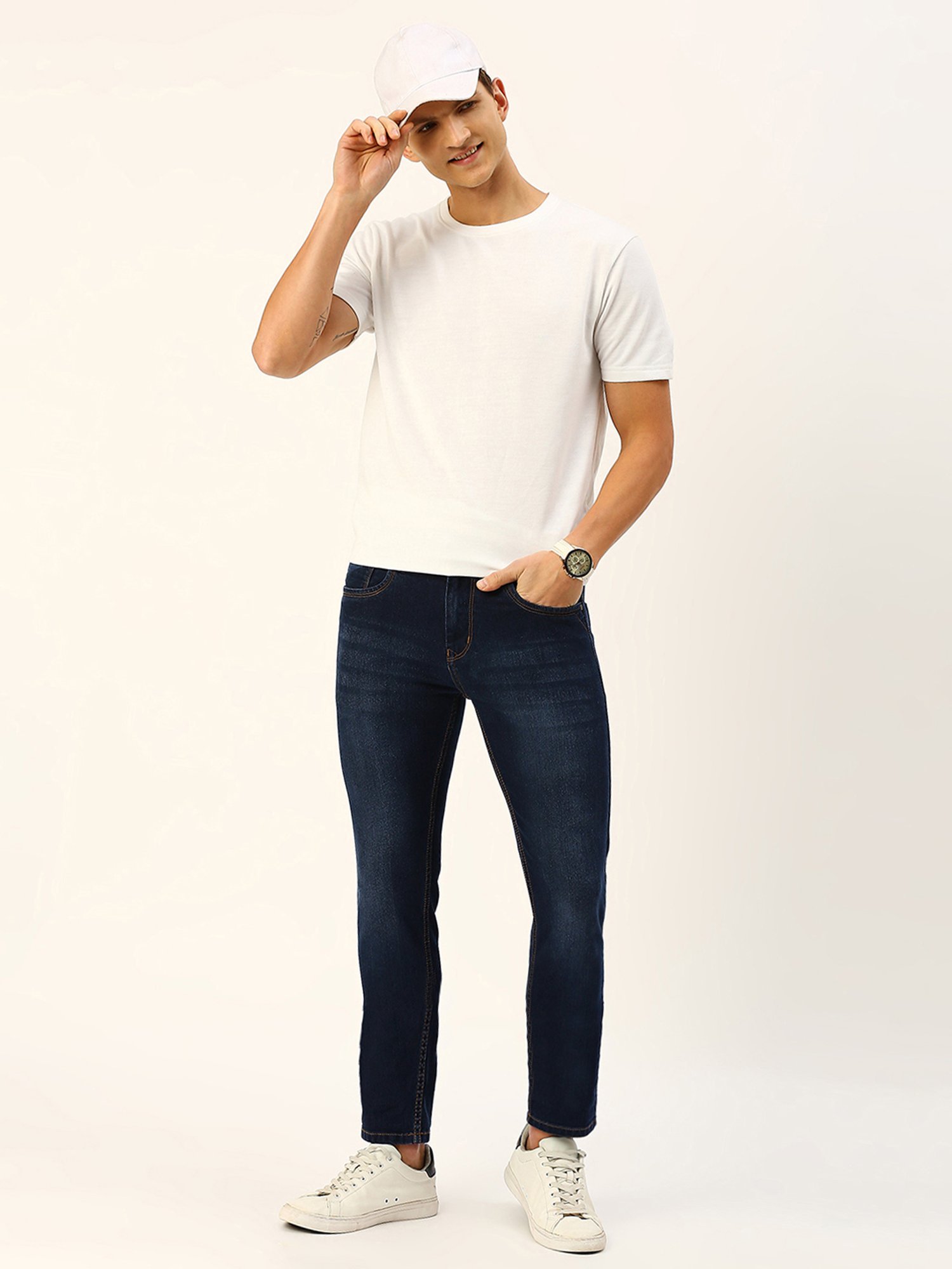 Thomas Scott Blue Slim Fit Lightly Washed Jeans