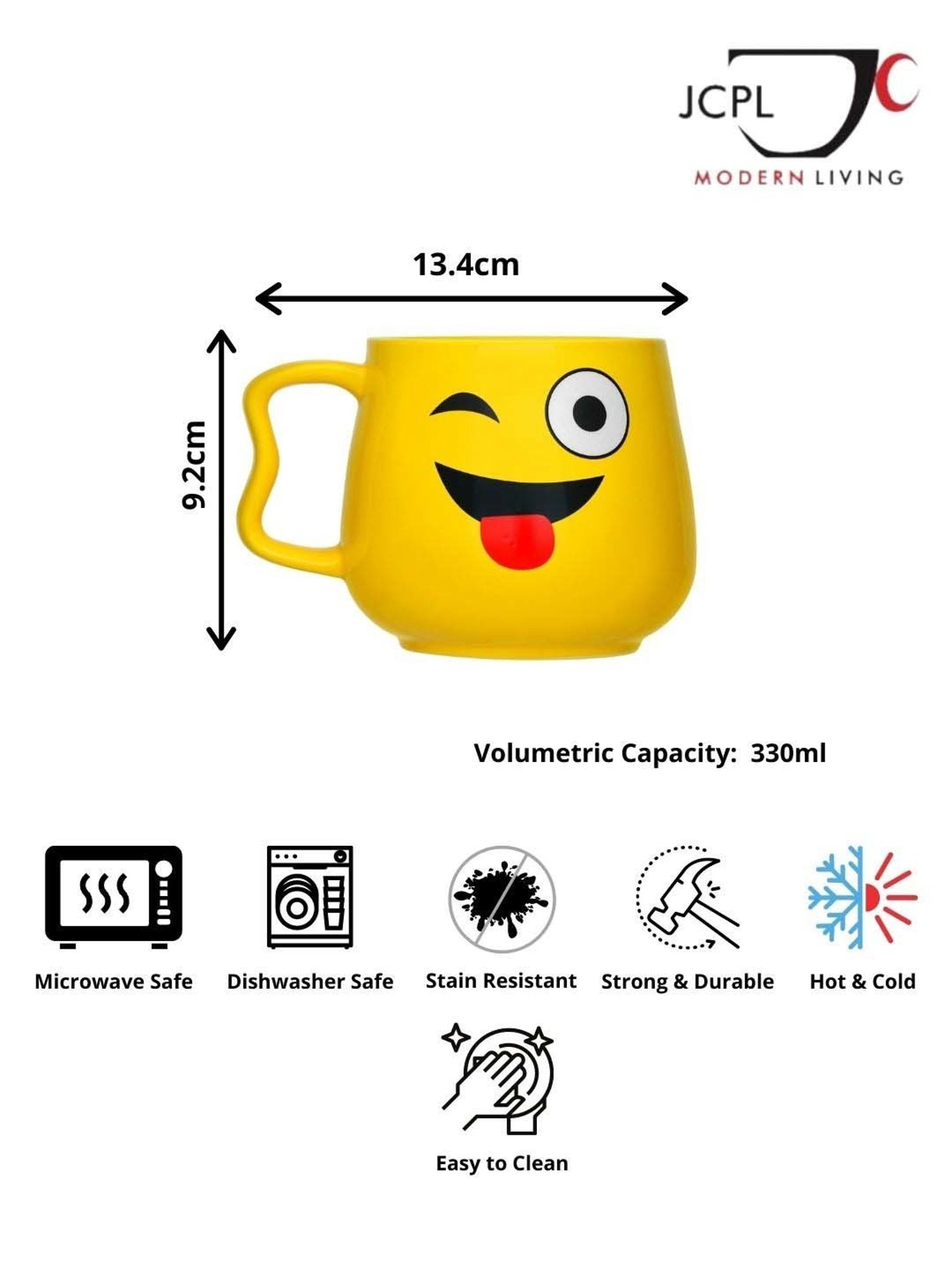 JCPL Yellow Ceramic 10.3 cm Milk Mug (0.33 L) - Set of 2