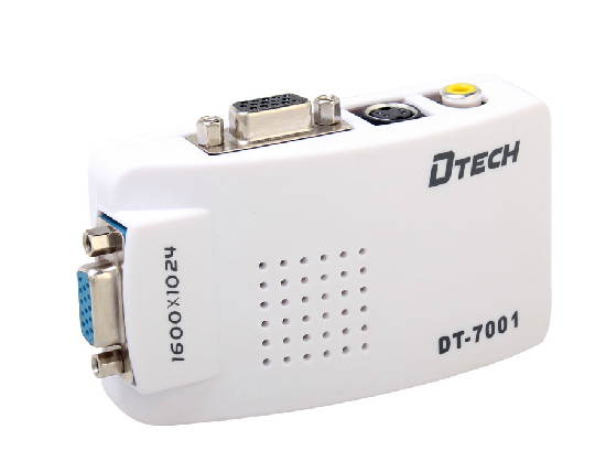 DTECH  PC to TV Converter,up to 1600X1024@85HZ,  PC MAC VGA to AV Composite and RCA S-Video for TV/Projector Converter terminal converter box (DT-7001 )