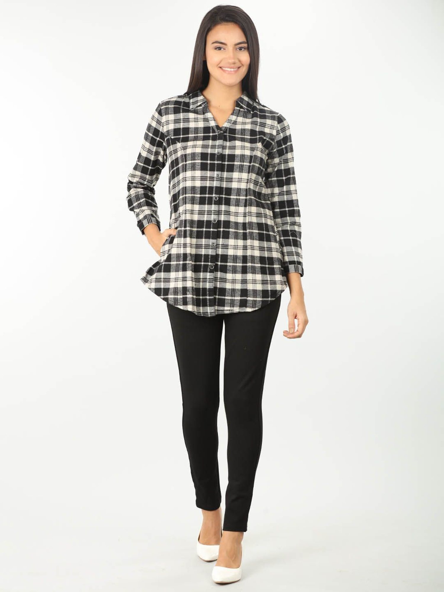 Mustard Black & White Checks Shirt
