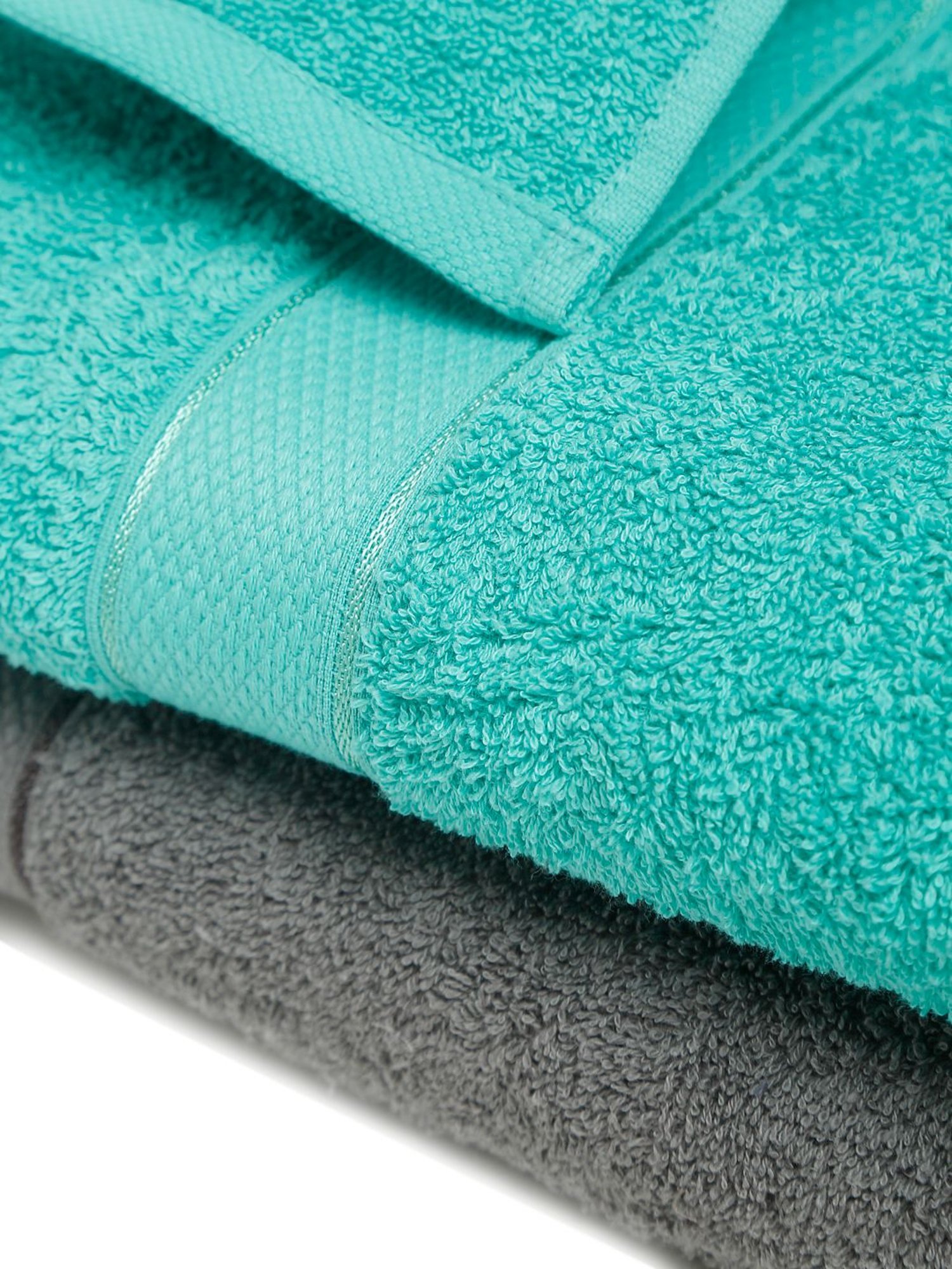 Creeva Grey & Sea Green 525 GSM Cotton Bath Towel Set of 2