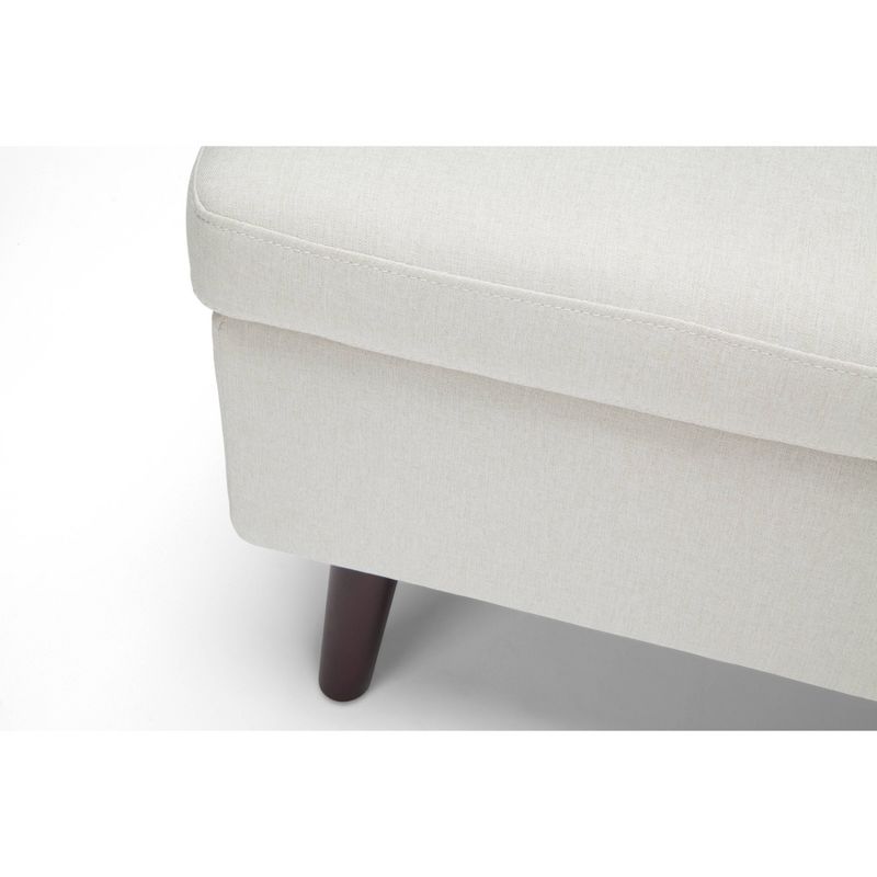 Tufted Fabric Mid-Century Modern Storage Ottoman & Walnut Legs Beige - OFM